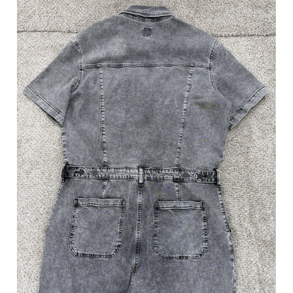 GAP Short Sleeve Denim Jumpsuit Women's Size 16 Tall Gray Black Wash Stretch EUC - Picture 6 of 16